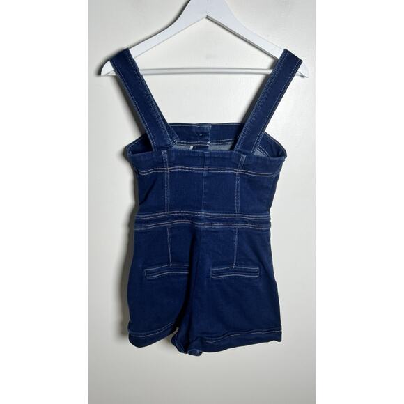 Anthropologie The‎ Portside Button-Front Stretchy Romper Blue Denim Sz 8 - Picture 5 of 13